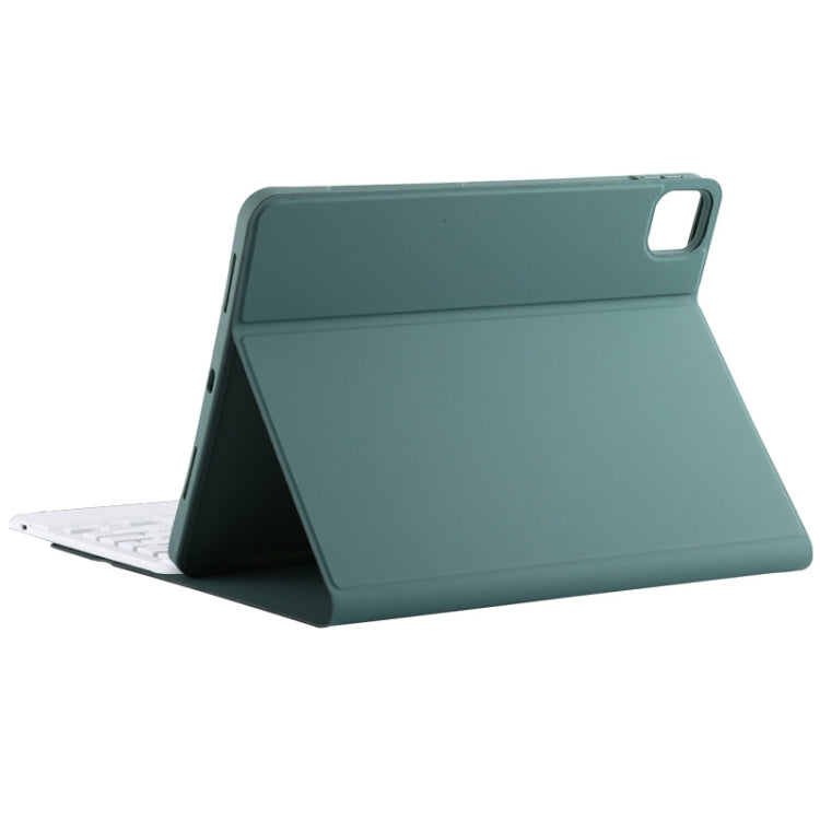 TG11BC Detachable Bluetooth White Keyboard Microfiber Leather Tablet Case for iPad Pro 11 inch (2020), with Touchpad & Pen Slot & Holder (Dark Green) - For iPad Pro by buy2fix | Online Shopping UK | buy2fix