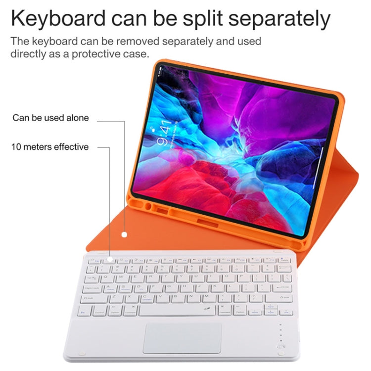 TG11BC Detachable Bluetooth White Keyboard Microfiber Leather Tablet Case for iPad Pro 11 inch (2020), with Touchpad & Pen Slot & Holder (Orange) - For iPad Pro by buy2fix | Online Shopping UK | buy2fix