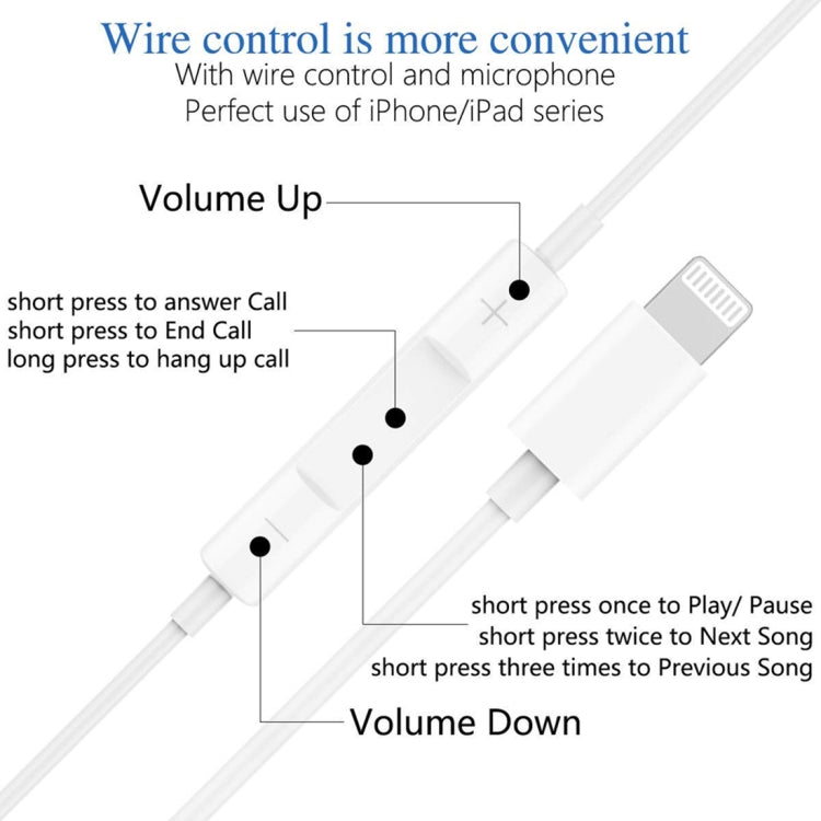 GL069 8 Pin Port Bluetooth Module Pop-up Window Wired Stereo Earphones with Mic (White) - Normal Style Earphone by buy2fix | Online Shopping UK | buy2fix