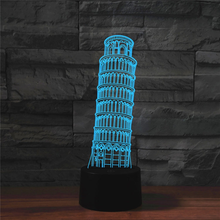 Paris Leaning Tower Shape 3D Colorful LED Vision Light Table Lamp, Crack Remote Control Version - Novelty Lighting by buy2fix | Online Shopping UK | buy2fix