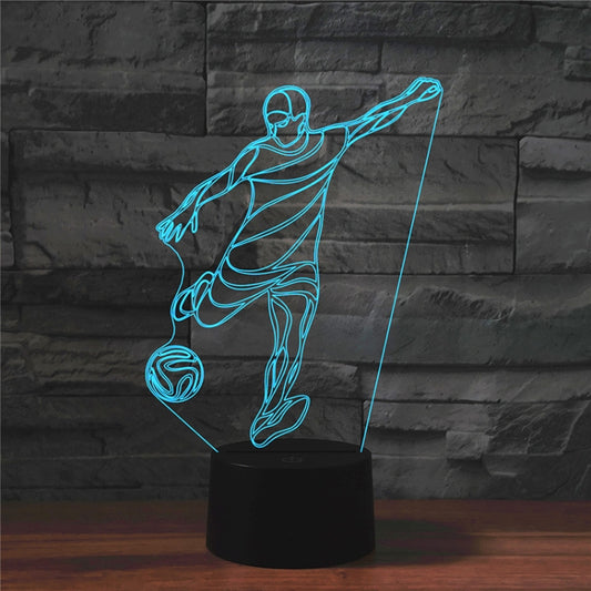Playing Football Shape 3D Colorful LED Vision Light Table Lamp, Charging Touch Version - Novelty Lighting by buy2fix | Online Shopping UK | buy2fix