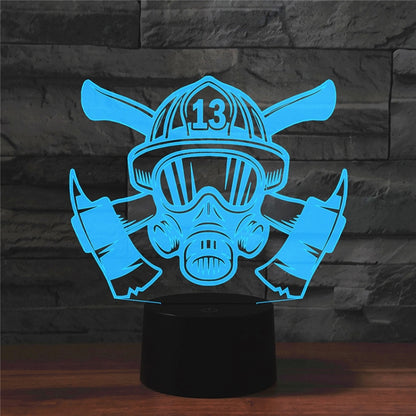Fire Fighting Shape 3D Colorful LED Vision Light Table Lamp, Charging Touch Version - Novelty Lighting by buy2fix | Online Shopping UK | buy2fix