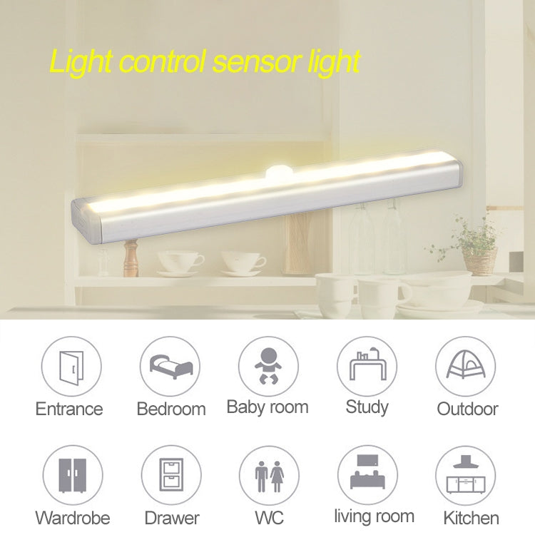 0.8W 10 LEDs Warm White Light Narrow Screen Intelligent Human Body Sensor Light LED Corridor Cabinet Light, USB Charging Version - Sensor LED Lights by buy2fix | Online Shopping UK | buy2fix