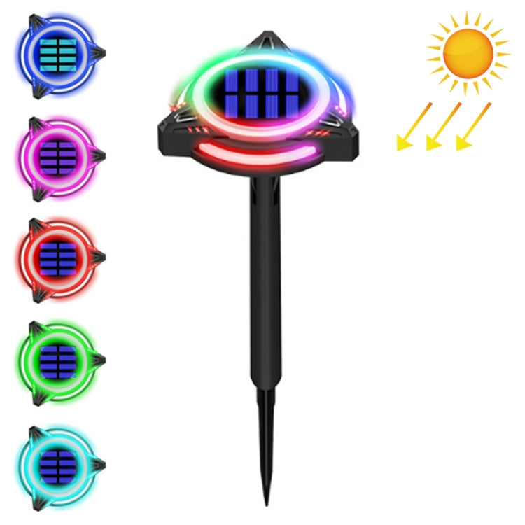 TG-JG00129 10 LEDs Triangular Flying Saucer Long Tube Solar Outdoor Waterproof Plastic Garden Decorative Ground Plug Light Intelligent Light Control Buried Light, Colorful Dimming - Solar Lights by buy2fix | Online Shopping UK | buy2fix