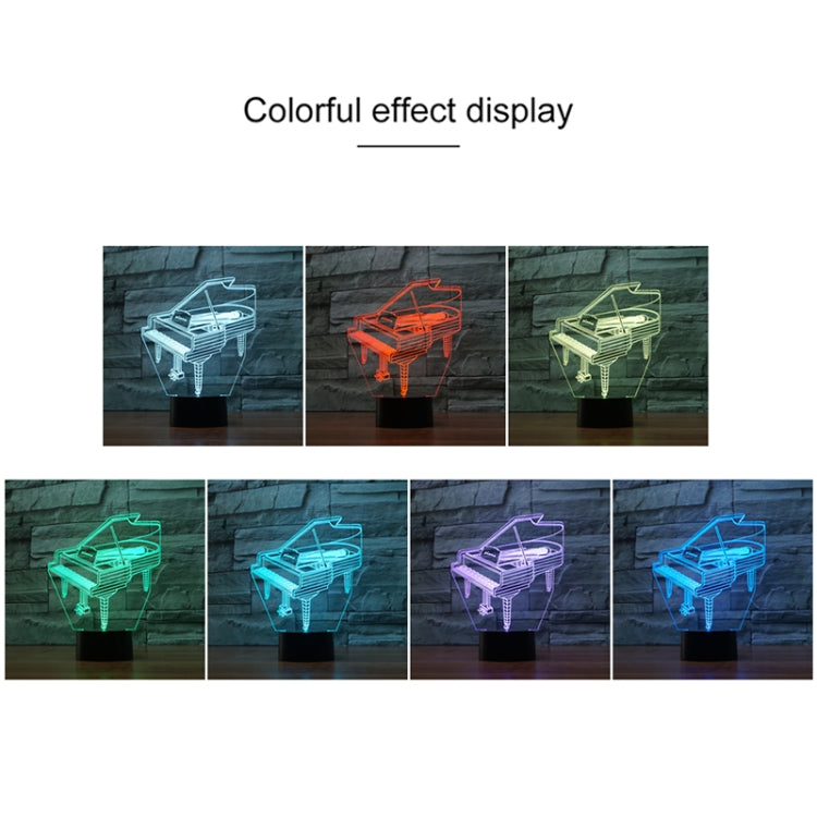 Piano Shape 3D Colorful LED Vision Light Table Lamp, Charging Touch Version - Novelty Lighting by buy2fix | Online Shopping UK | buy2fix