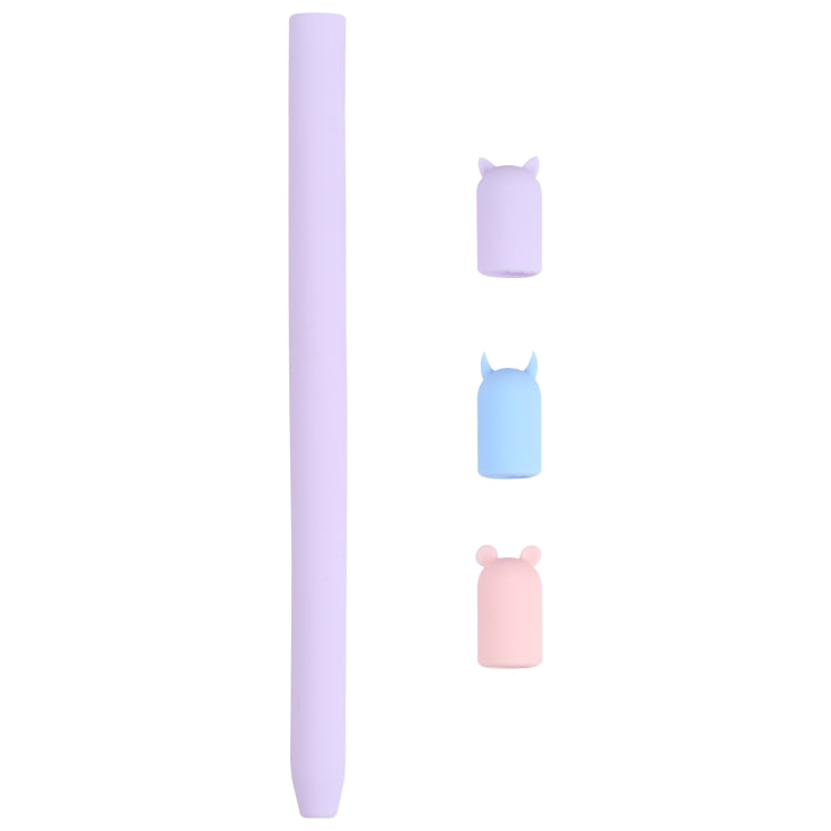 4 in 1 Stylus Pen Cartoon Animal Silicone Protective Case for Apple Pencil 1 (Purple) - Pencil Accessories by buy2fix | Online Shopping UK | buy2fix