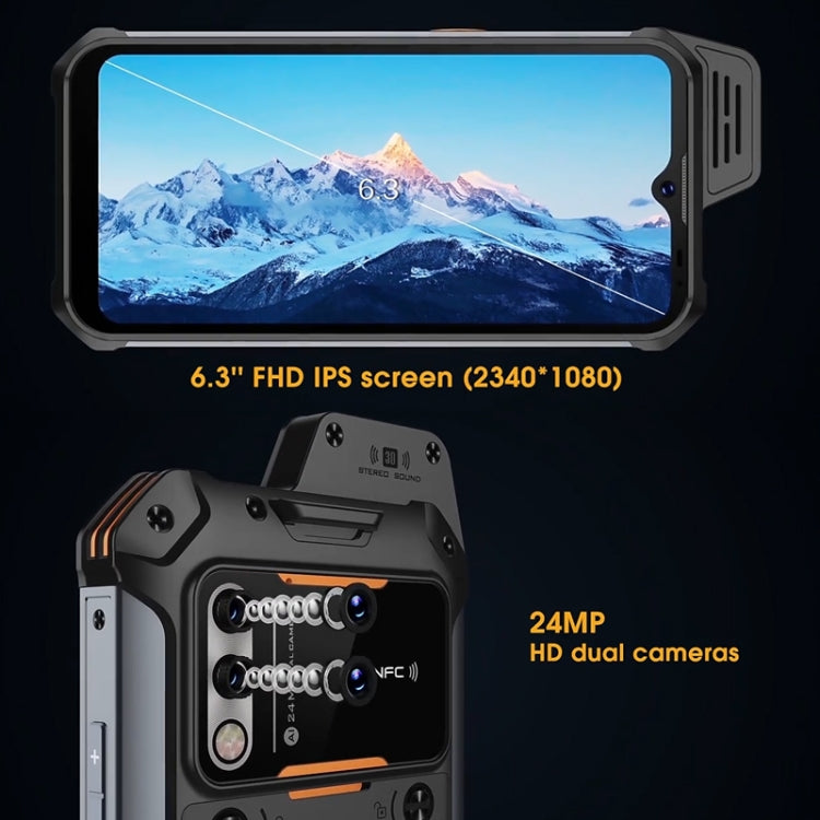 UNIWA W888 Standard Rugged Phone, 4GB+64GB, IP68 Waterproof Dustproof Shockproof, 5000mAh Battery, 6.3 inch Android 11 MTK6765 Helio P35 Octa Core up to 2.35GHz, Network: 4G, NFC, OTG(Black+Orange) - UNIWA by UNIWA | Online Shopping UK | buy2fix