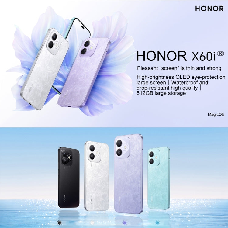 Honor X60i, 12GB+512GB, Screen Fingerprint, 6.7 inch MagicOS 8.0 Dimensity 6080 Octa Core, Network: 5G, OTG, Not Support Google Play (Purple) - Honor by Huawei | Online Shopping UK | buy2fix