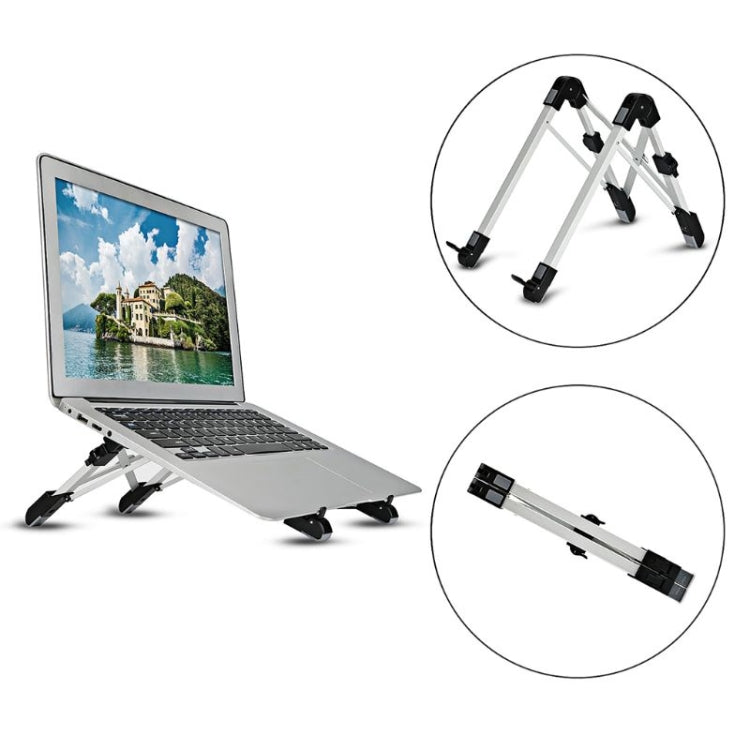 Aluminum Alloy Laptop Height Extender Holder Stand Folding Portable Computer Heat Dissipation Bracket, Size: 24.5x3.3x2.8cm(Black) - MacBook Holder by buy2fix | Online Shopping UK | buy2fix