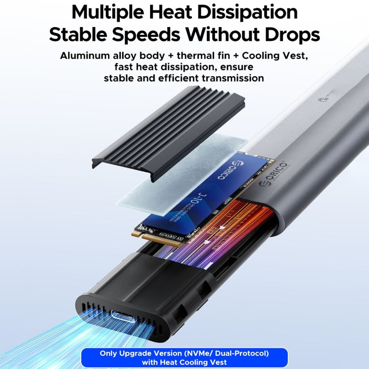ORICO AXM2-G2-V1-GY-BP M.2 NVMe SSD Enclosure with Silicone Protective Case & Type-C+USB Cable - HDD Enclosure by ORICO | Online Shopping UK | buy2fix