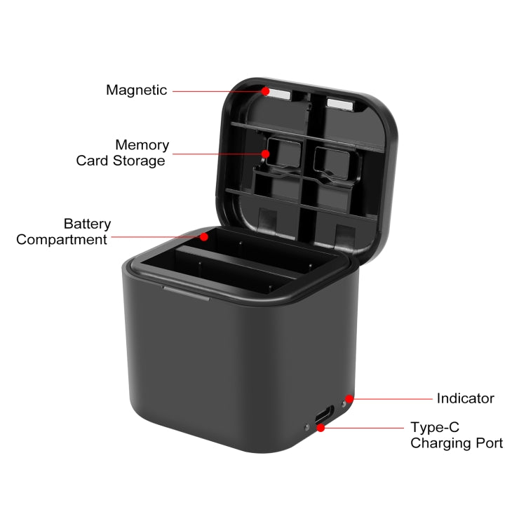 For Insta360 Ace Pro 2 / Pro 1 / Ace PULUZ Battery Charging Box Battery & Memory Card Storage Case (Black) - Others by PULUZ | Online Shopping UK | buy2fix