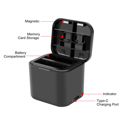 For Insta360 Ace Pro 2 / Pro 1 / Ace PULUZ Battery Charging Box Battery & Memory Card Storage Case (Black) - Others by PULUZ | Online Shopping UK | buy2fix