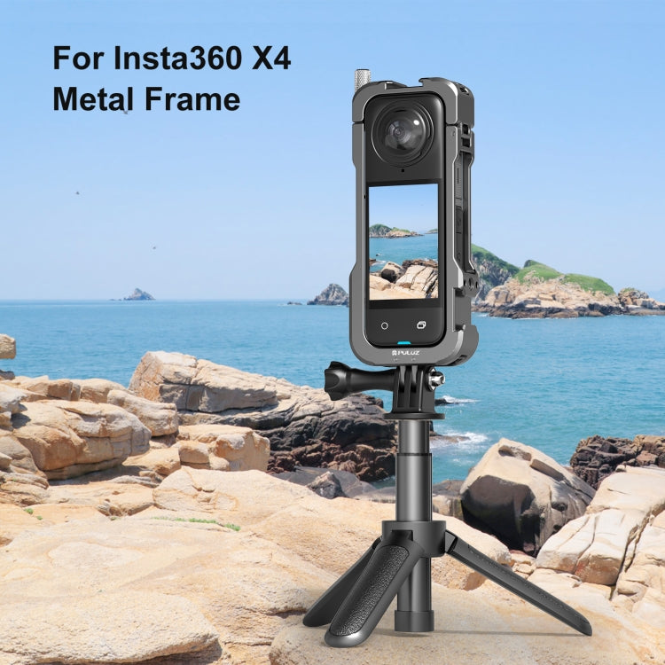 For Insta360 X4 PULUZ Metal Protective Cage Rig Housing Frame with Lens Cover (Black) - Mount & Holder by PULUZ | Online Shopping UK | buy2fix