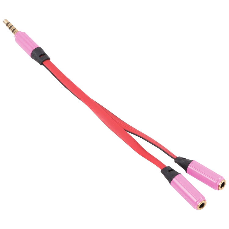 Noodle Style Aux Audio Cable 3.5mm Male to 2 x Female Splitter Connector, Compatible with Phones, Tablets, Headphones, MP3 Player, Car/Home Stereo & More(Pink) - Cable & Splitter by buy2fix | Online Shopping UK | buy2fix