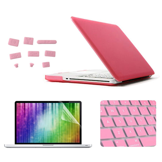 ENKAY for MacBook Pro 13.3 inch (US Version) / A1278 4 in 1 Frosted Hard Shell Plastic Protective Case with Screen Protector & Keyboard Guard & Anti-dust Plugs(Pink) - MacBook Pro Cases by ENKAY | Online Shopping UK | buy2fix