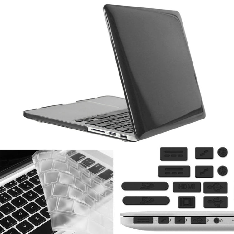 ENKAY for Macbook Pro Retina 13.3 inch (US Version) / A1425 / A1502 Hat-Prince 3 in 1 Crystal Hard Shell Plastic Protective Case with Keyboard Guard & Port Dust Plug(Black) - MacBook Pro Cases by ENKAY | Online Shopping UK | buy2fix