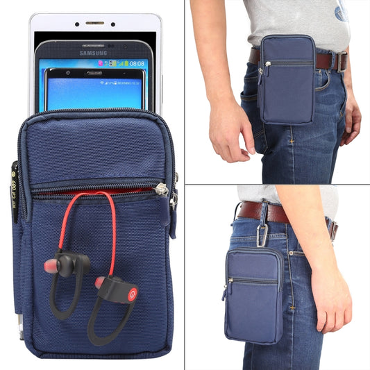 7 inch and Below Universal Polyester Men Vertical Style Case Waist Bag with Belt Hole & Climbing Buckle, For iPhone, Samsung, Sony, Huawei, Meizu, Lenovo, ASUS, Oneplus, Xiaomi, Cubot, Ulefone, Letv, DOOGEE, Vkworld, and other (Dark Blue) - More iPhone Cases by buy2fix | Online Shopping UK | buy2fix