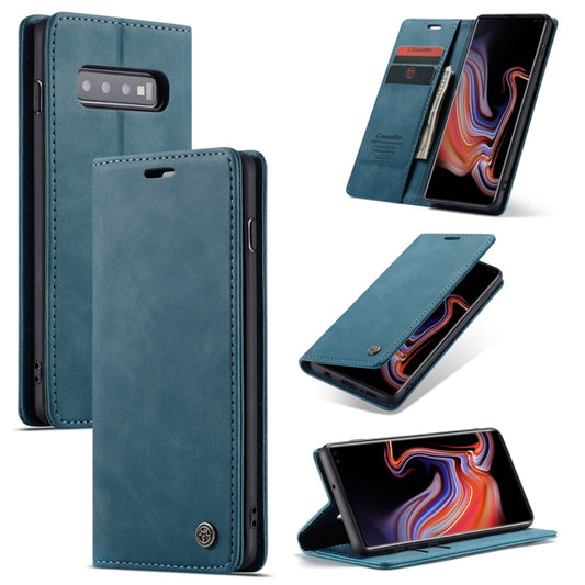 CaseMe-013 Multifunctional Retro Frosted Horizontal Flip Leather Case for Galaxy S10 Plus, with Card Slot & Holder & Wallet (Blue) - Galaxy Phone Cases by CaseMe | Online Shopping UK | buy2fix