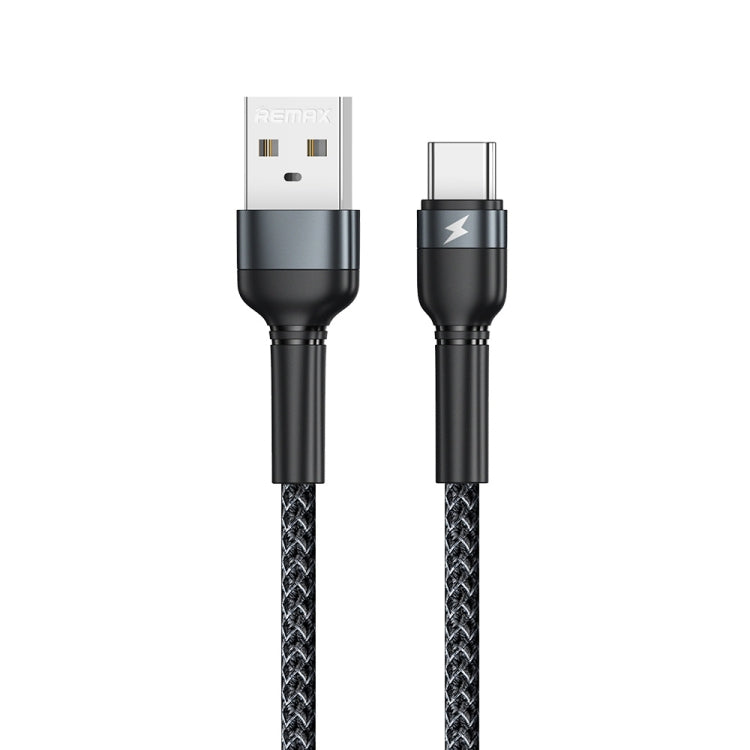 REMAX RC-124a 1m 2.4A USB to USB-C / Type-C Aluminum Alloy Braid Fast Charging Data Cable (Black) - USB-C & Type-C Cable by REMAX | Online Shopping UK | buy2fix