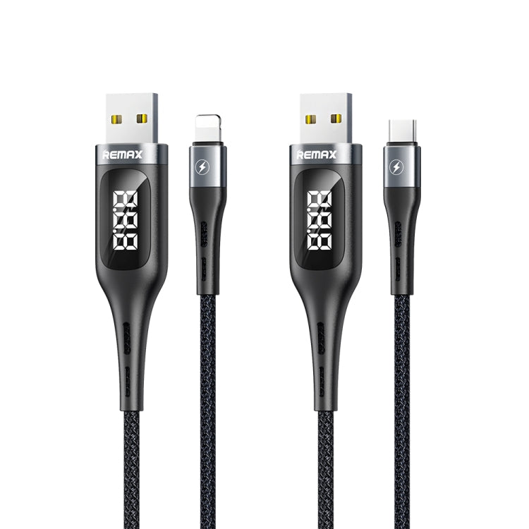 REMAX RC-096a Leader 1.2m 2.1 USB to USB-C / Type-C Intelligent Digital Display Aluminum Alloy Braid Fast Charging Data Cable - USB-C & Type-C Cable by REMAX | Online Shopping UK | buy2fix