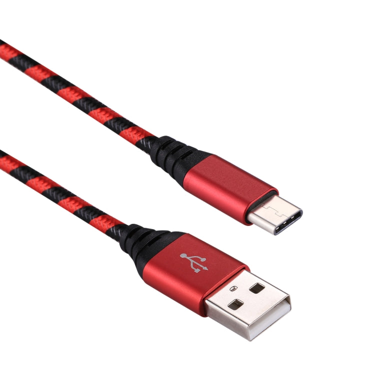1m USB to USB-C / Type-C Nylon Weave Style Data Sync Charging Cable(Red) - USB-C & Type-C Cable by buy2fix | Online Shopping UK | buy2fix