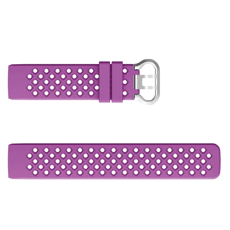 For Fitbit Charge 3 / 4 Hollow Square Silicone Watch Band Wristband(Purple) - Watch Bands by buy2fix | Online Shopping UK | buy2fix