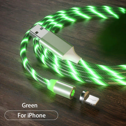 USB to 8 Pin Magnetic Suction Colorful Streamer Mobile Phone Charging  Cable, Length: 1m(Green Light) - Charging Cable & Head by buy2fix | Online Shopping UK | buy2fix