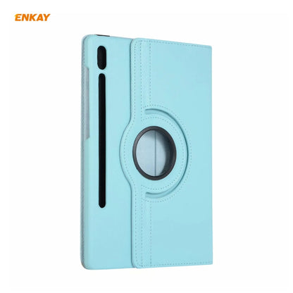 ENKAY for Samsung Galaxy Tab S8 / Galaxy Tab S7 11.0 T870 / T875 ENK-8012 360 Degree Rotation Litchi Texture Horizontal Flip PU Leather Smart Case with Holder & Sleep / Wake-up(Light Blue) - Galaxy Tab S8 Cases by ENKAY | Online Shopping UK | buy2fix