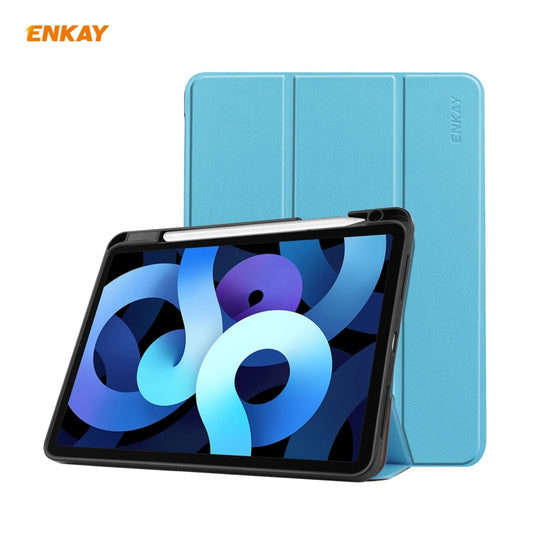 For iPad Air 11 2024 / Pro 11 2018 / Air 10.9 2022 ENKAY TPU Leather Smart Tablet Case with Pen Slot(Light Blue) - iPad Air (2022) / (2020) 10.9 Cases by ENKAY | Online Shopping UK | buy2fix