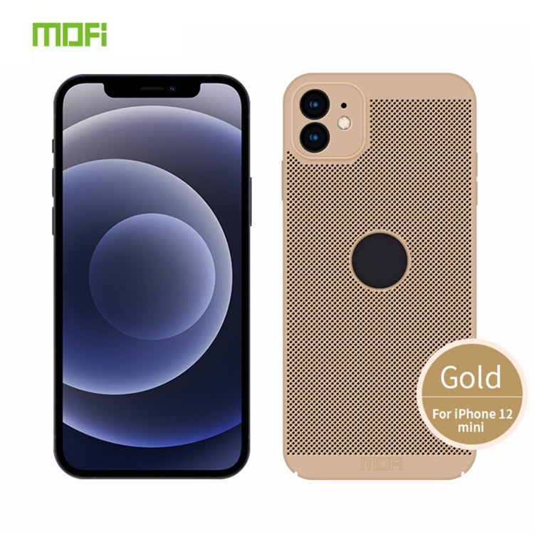 For iPhone 12 mini MOFi Honeycomb Texture Breathable PC Shockproof Protective Back Cover Case (Gold) - iPhone 12 mini Cases by MOFI | Online Shopping UK | buy2fix