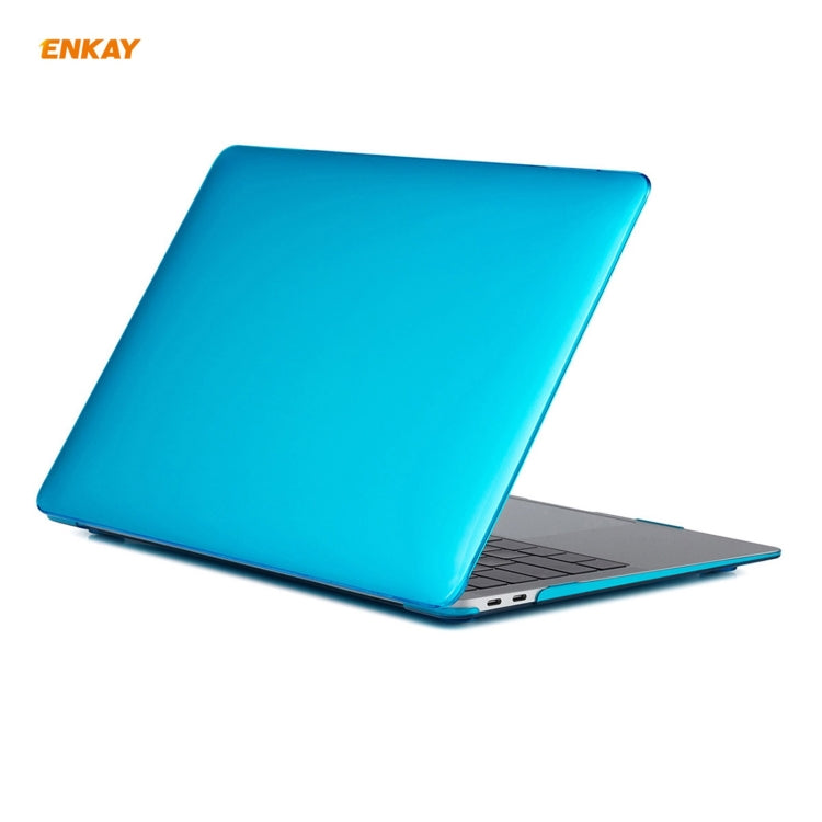 For MacBook Air 13.3 inch A1932 2018 ENKAY 3 in 1 Crystal Laptop Protective Case and EU Version TPU Keyboard Film and Anti-dust Plugs Set(Light Blue) - MacBook Air Cases by ENKAY | Online Shopping UK | buy2fix