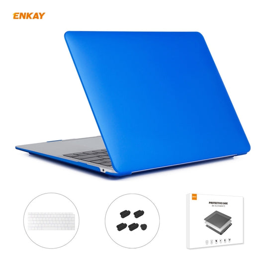 ENKAY 3 in 1 Matte Laptop Protective Case + US Version TPU Keyboard Film + Anti-dust Plugs Set for MacBook Air 13.3 inch A1932 (2018)(Dark Blue) - MacBook Air Cases by ENKAY | Online Shopping UK | buy2fix