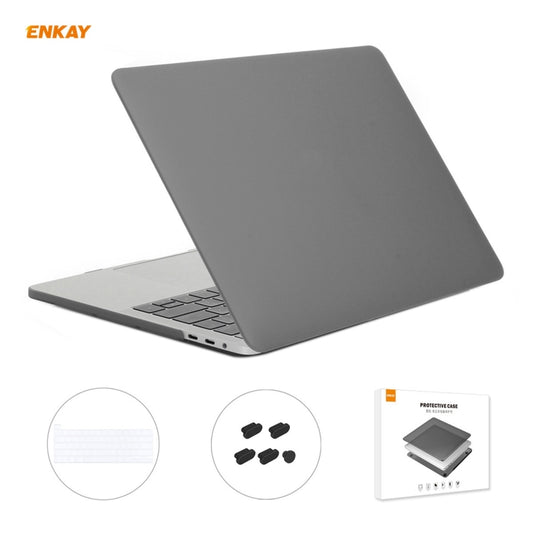 ENKAY 3 in 1 Matte Laptop Protective Case + EU Version TPU Keyboard Film + Anti-dust Plugs Set for MacBook Pro 16 inch A2141 (with Touch Bar)(Grey) - MacBook Pro Cases by ENKAY | Online Shopping UK | buy2fix