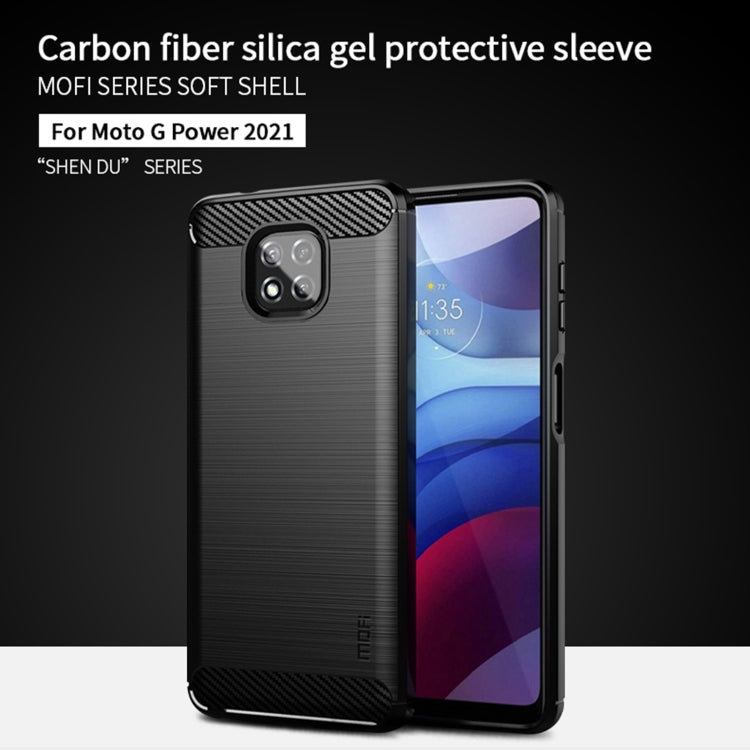 For Motorola Moto G Power 2021 MOFI Gentleness Series Brushed Texture Carbon Fiber Soft TPU Case(Black) - Motorola Cases by MOFI | Online Shopping UK | buy2fix