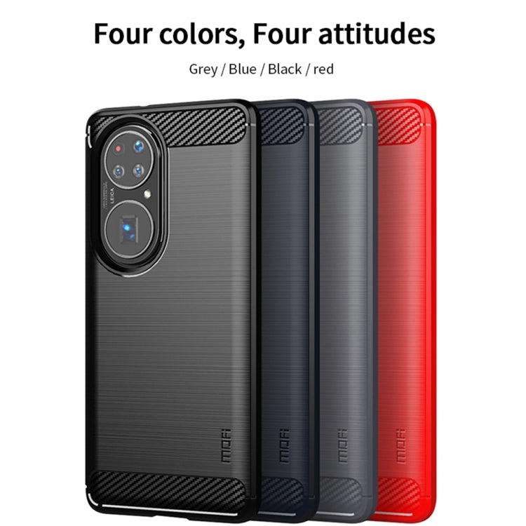 For Huawei P50 Pro MOFI Gentleness Series Brushed Texture Carbon Fiber Soft TPU Case(Blue) - Huawei Cases by MOFI | Online Shopping UK | buy2fix