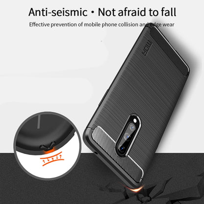 For OnePlus 8 MOFI Gentleness Series Brushed Texture Carbon Fiber Soft TPU Case(Blue) - OnePlus Cases by MOFI | Online Shopping UK | buy2fix