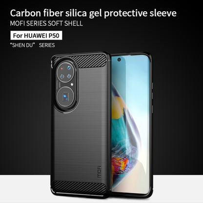 For Huawei P50 MOFI Gentleness Series Brushed Texture Carbon Fiber Soft TPU Case(Blue) - Huawei Cases by MOFI | Online Shopping UK | buy2fix