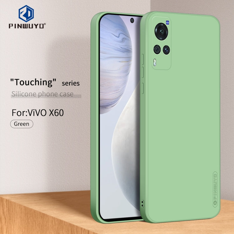 For vivo X60 PINWUYO Touching Series Liquid Silicone TPU Shockproof Case(Green) - OPPO Cases by PINWUYO | Online Shopping UK | buy2fix