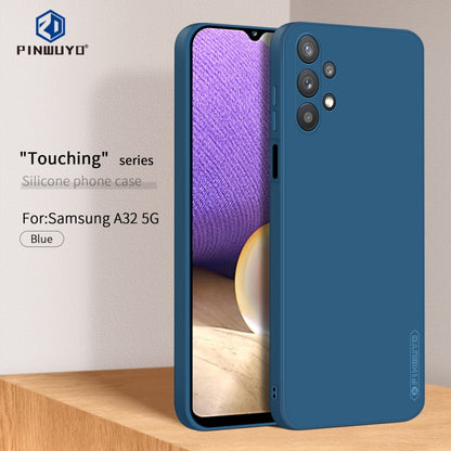 For Samsung Galaxy A32 5G PINWUYO Touching Series Liquid Silicone TPU Shockproof Case(Blue) - Galaxy Phone Cases by PINWUYO | Online Shopping UK | buy2fix