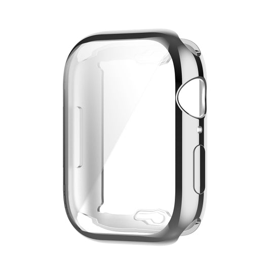 Shockproof TPU Full Protective Shell with Protective Film For Apple Watch Series 9 / 8 / 7 45mm(Silver) - Watch Cases by buy2fix | Online Shopping UK | buy2fix