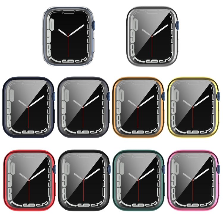 Shockproof TPU Full Protective Shell with Protective Film For Apple Watch Series 9 / 8 / 7 41mm(Gold) - Watch Cases by buy2fix | Online Shopping UK | buy2fix