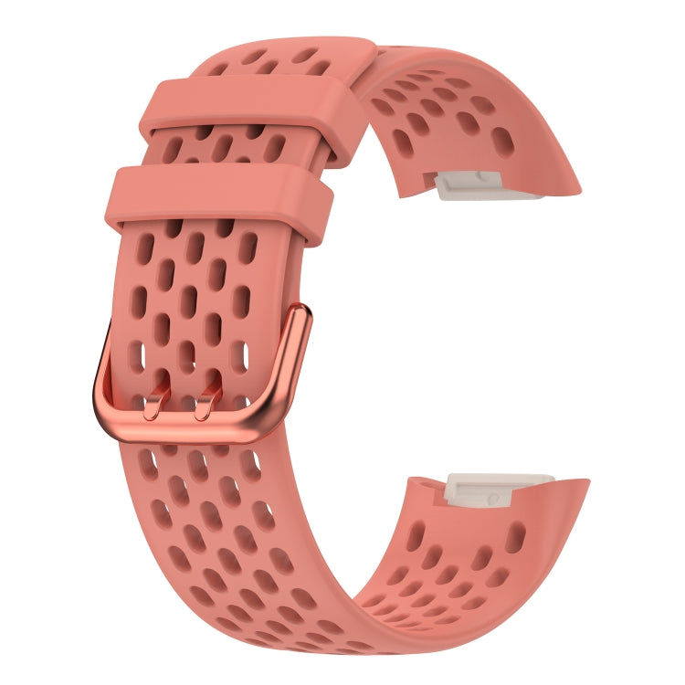For Fitbit Charge 5 Monochromatic Breathable Silicone Watch Band(Pink) - Watch Bands by buy2fix | Online Shopping UK | buy2fix