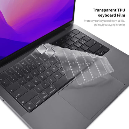 ENKAY Hat-Prince 3 in 1 Crystal Laptop Protective Case + TPU Keyboard Film + Anti-dust Plugs Set for MacBook Pro 14.2 inch A2442 2021, Version:EU Version(Grey) - MacBook Pro Cases by ENKAY | Online Shopping UK | buy2fix