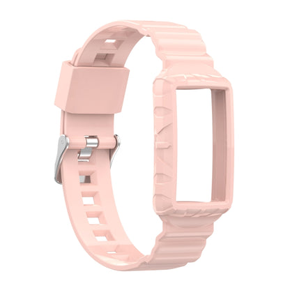 For Fitbit Charge 5 Silicone One Body Armor Watch Band(Pink) - Watch Bands by buy2fix | Online Shopping UK | buy2fix