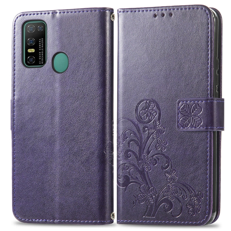 For Doogee N30 Four-leaf Clasp Embossed Buckle Mobile Phone Protection Leather Case(Purple) - More Brand by buy2fix | Online Shopping UK | buy2fix