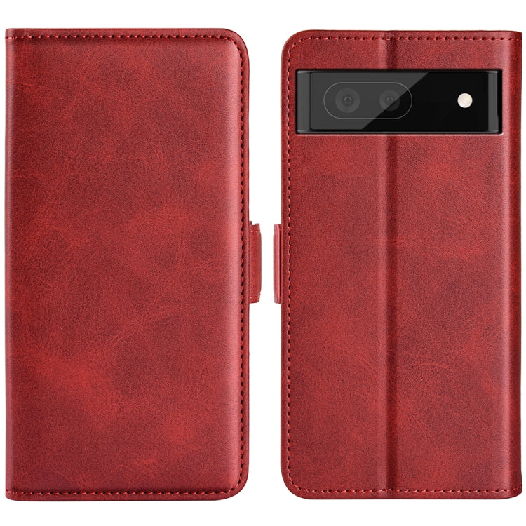 For Google Pixel 6a Dual-side Magnetic Buckle Leather Phone Case(Red) - Google Cases by buy2fix | Online Shopping UK | buy2fix