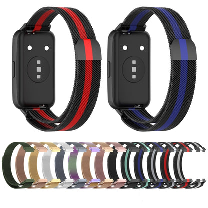 For Huawei Band 7 Milan Magnetic Watch Band(Black+Blue) - Watch Bands by buy2fix | Online Shopping UK | buy2fix