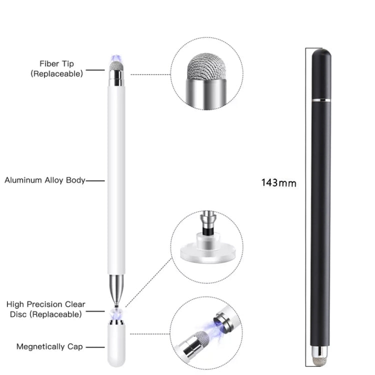 AT-30 2-in-1  Silicone Sucker + Conductive Cloth Head Handwriting Touch Screen Pen Mobile Phone Passive Capacitive Pen(White) - Stylus Pen by buy2fix | Online Shopping UK | buy2fix