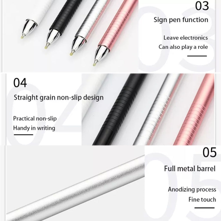 AT-32 3-in-1 Precision Sucker Capacitive Pen + Conductive Cloth Head + Handwriting Signature Pen Mobile Phone Touch Screen Pen with 2 Pen Head(Silver) - Stylus Pen by buy2fix | Online Shopping UK | buy2fix