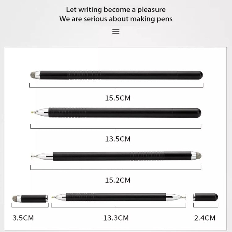 AT-32 3-in-1 Precision Sucker Capacitive Pen + Conductive Cloth Head + Handwriting Signature Pen Mobile Phone Touch Screen Pen with 2 Pen Head(Silver) - Stylus Pen by buy2fix | Online Shopping UK | buy2fix